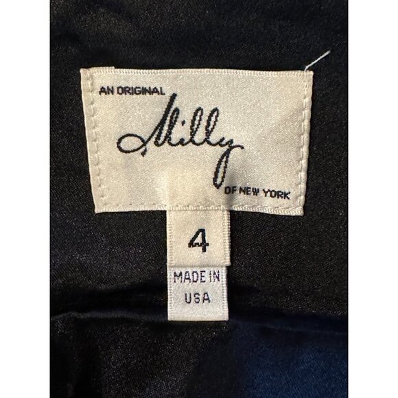 Milly New York Black Embellished Neckline Fit And Flare‎ Aviana Sateen Dress 4 - Picture 13 of 16